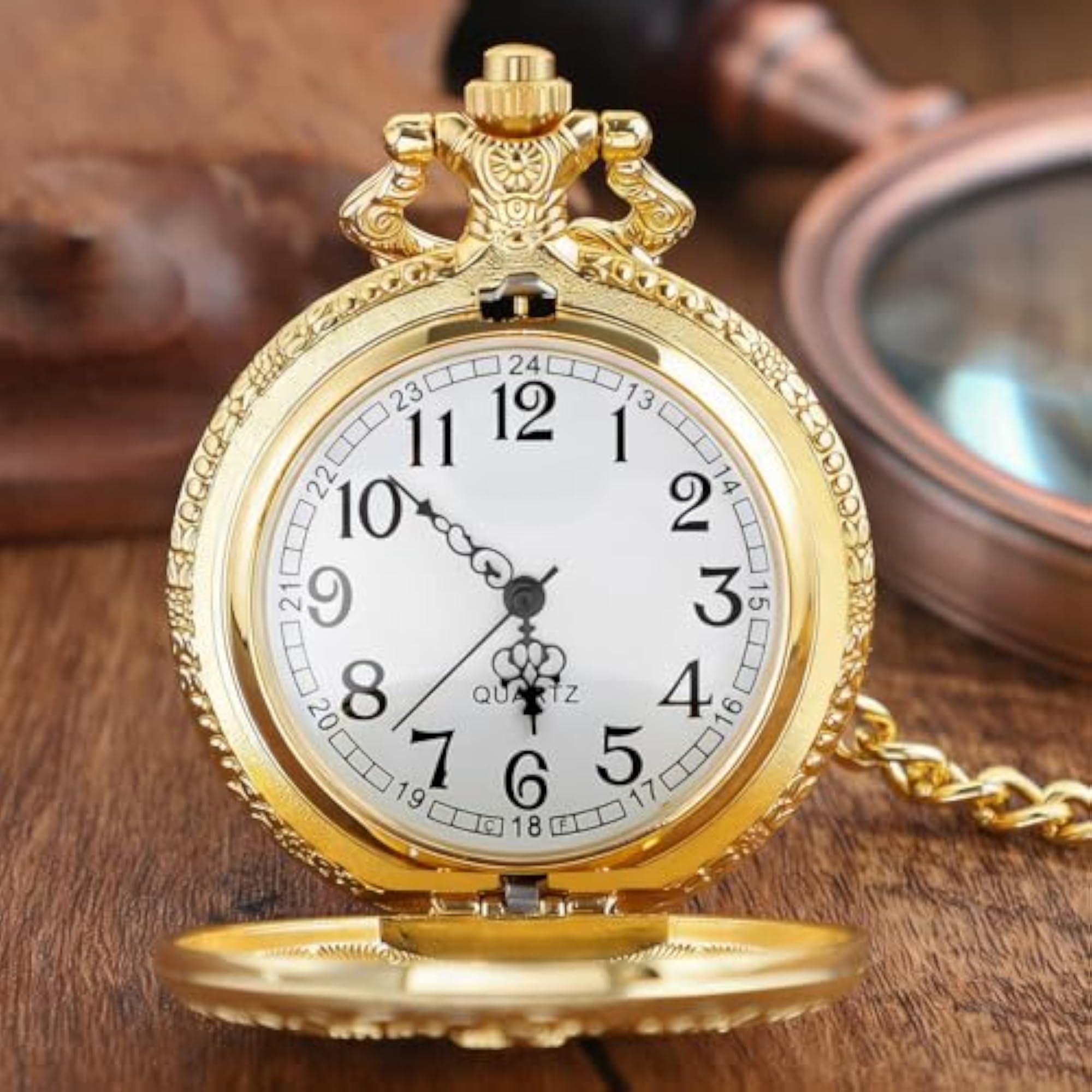 Solid Small-Flower Quartz Pocket Watch, Vintage Style