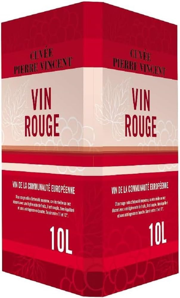 Pierre Vincent - Vin rouge rond et fruité, Bag-in-Box 10L BIB (1 x 10L)
