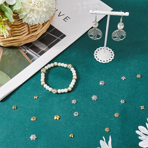 SUNNYCLUE 1 Box 360Pcs 12 Styles Spacer Beads Bulk Flower Bead Caps Findings Tibetan Silver Alloy Antique Gold Metal Filigree Flowers End Caps for jewellery Making Supplies DIY Bracelet Necklace - Image 4