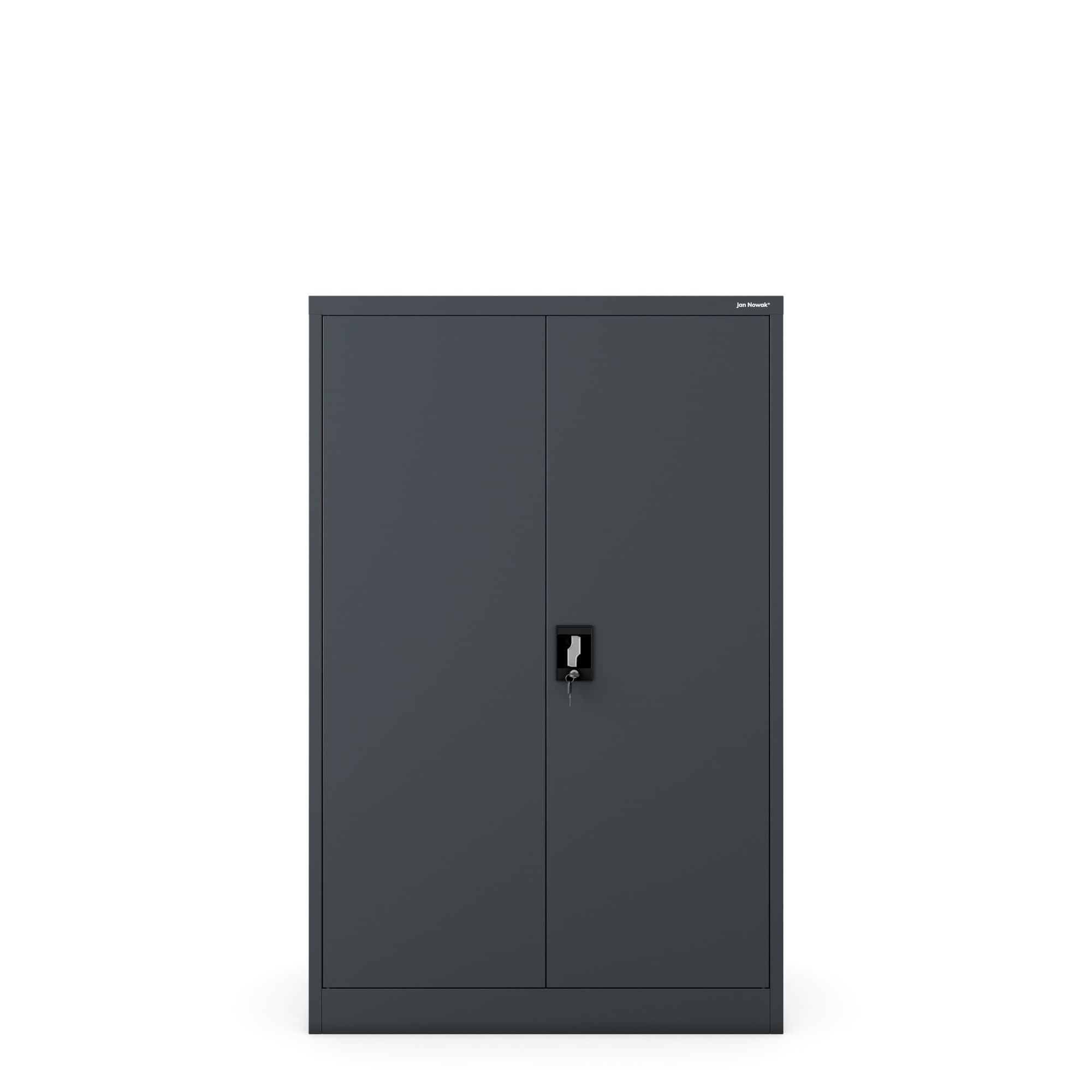 Jan Nowak Aktenschrank C001K Metallschrank Büroschrank Werkzeugschrank 3 Fachböden Stahlblech Flügeltüren Pulverbeschichtung 140 cm x 90 cm x 40 cm (Anthrazit)