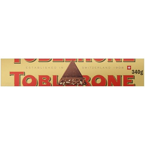 Toblerone Milk Chocolate, Honey and Almond Nougat Large Gift Bar, Made with Swiss Milk, Christmas Treat for Gifting, or Sharing, 340 g (Pack of 1)