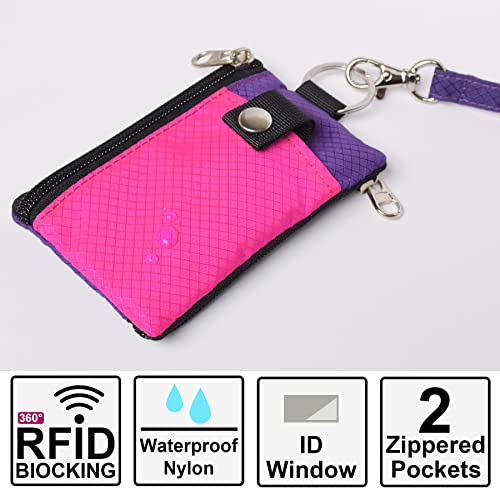 Image of CHENSPRX Minimalist RFID Blocking Small Wallet with ID Window,WaterResistant Zip Id Case Wallet with Lanyard Keychain for Cards,Cash,Travel,Women,Men