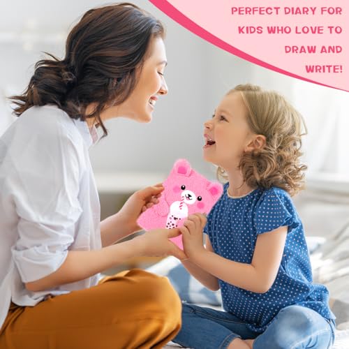 Image of Bear Diary with Lock,Cute Diary for 6 7 8 Year Old Girl,Kids Journal Notebook Set with Multicolored Pen,Plush Secret Diary Lined 160 Pages,Christmas Birthday Set for Kids