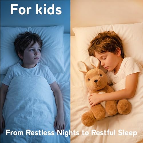 Image of Niuniu Daddy Weighted Stuffed Animals, 14 in 3.5 lb Kangaroo Plush Pillow | Heavy sensory lap pad, lying body pillow for sleeping, machine wash, huggable gift for kids and adults