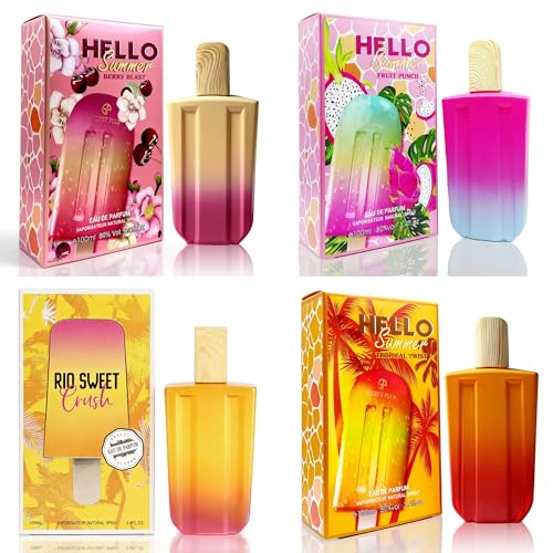 A CENTER 4PCS Perfume Set for Women - Floral Fragrance Gift Set with Vanilla Sweet Fruity Eau De Parfume| 3.4 Fl Oz Each(Rio Crush&Hello Summer Tropical&Fruit&Berry)