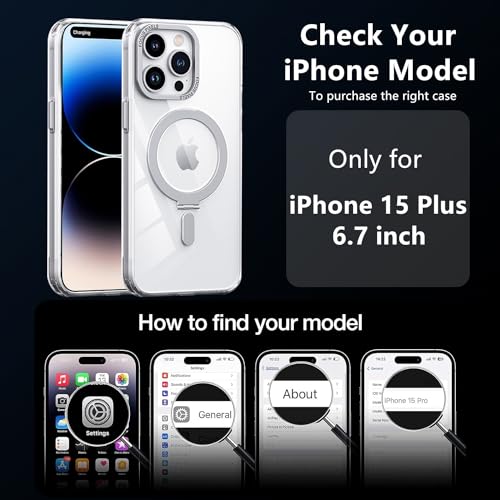 Soporte anillo iPhone 15 Plus funda delgada compatible con MagSafe 6