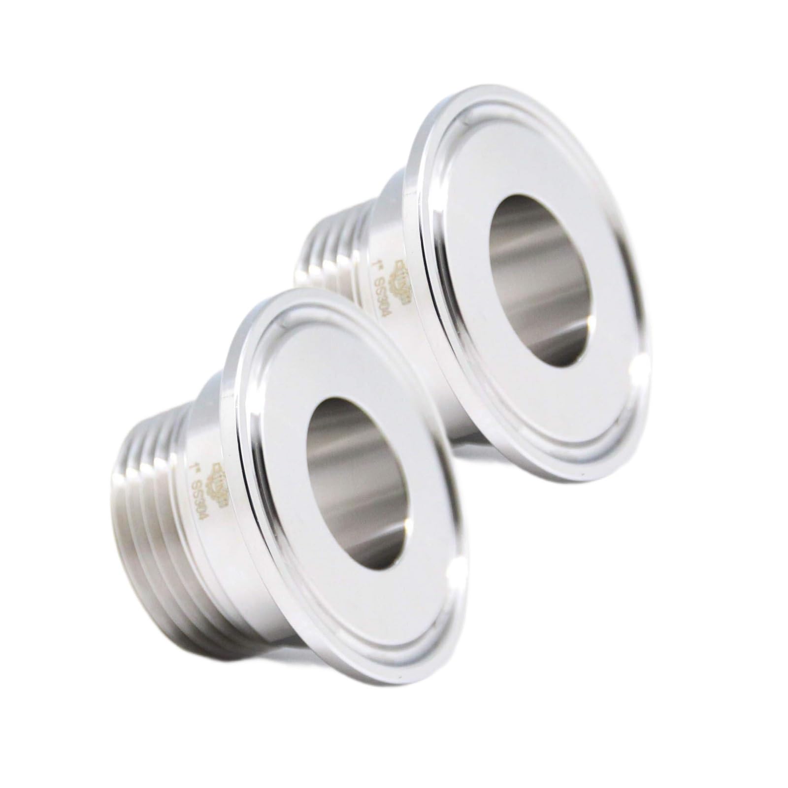 QiiMii 1.5" Tri Clamp Tri Clover Fittings to NPT 1" Male Thread Adaptor SS304 2 PACK