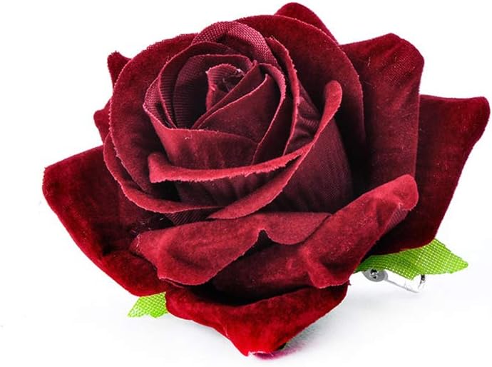 Women Velvet Cloth Rose Hair Clip Simulation Artificial Flower Corsage Brooch Pin Wedding Party Flamenco Dancer Hair Accessories