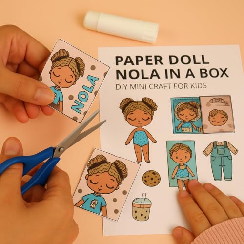 Image of Titu Ki Baatein Paper Doll Nola in a Box DIY Mini Matchbox Dollhouse Craft Kit for Kids, Cut and Paste Activity with Accessories