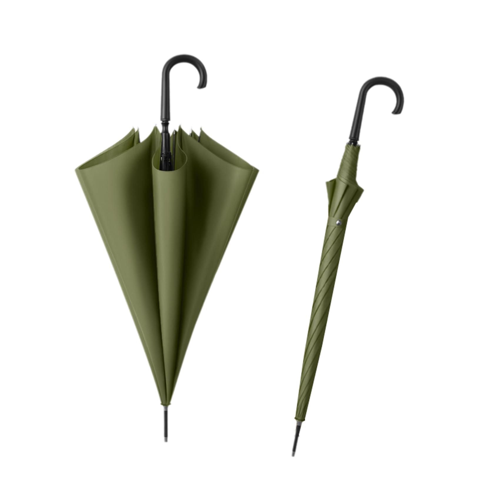 TREWQ 55 Inch J Handle Golf Umbrella,8 Ribs Classic Simplicity Double Canopy Windproof Large Auto Open Rain Stick Umbrellas,Bent Hook Straight Pole Double Person Long Handle Umbrella green