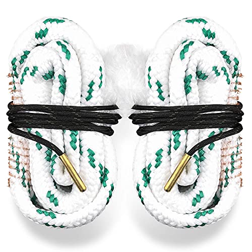 EZshoot 2 PCS Gun Clean Snake, Bore Rope for Rifle Pistol Shotgun, Reusable Gun Cleaning Snakes, Barrel Snake for 5.56mm/.223/.22/9mm/Cal .380/12 GA/. 30 Cal/.308/.44 Cal. (Choose Suitable Calibers)