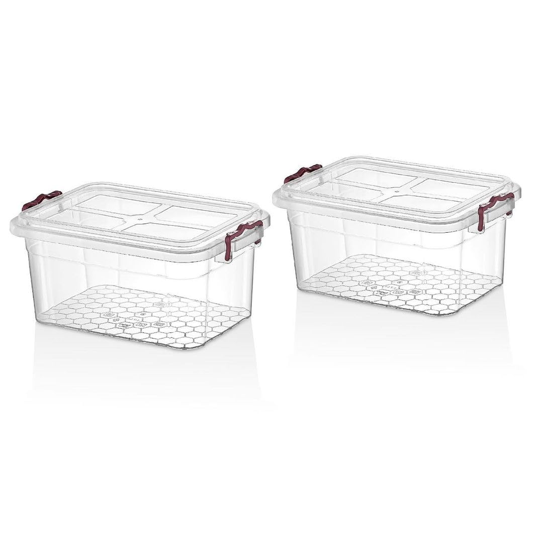 Mantraraj Clear 30L Plastic Storage Boxes Container With Lids Pack Of 3 Handles Stackable Bins 30 Litre Transparent Storage Containers Organiser Use For Office Home Kitchen Any Goods Multi-Purpose