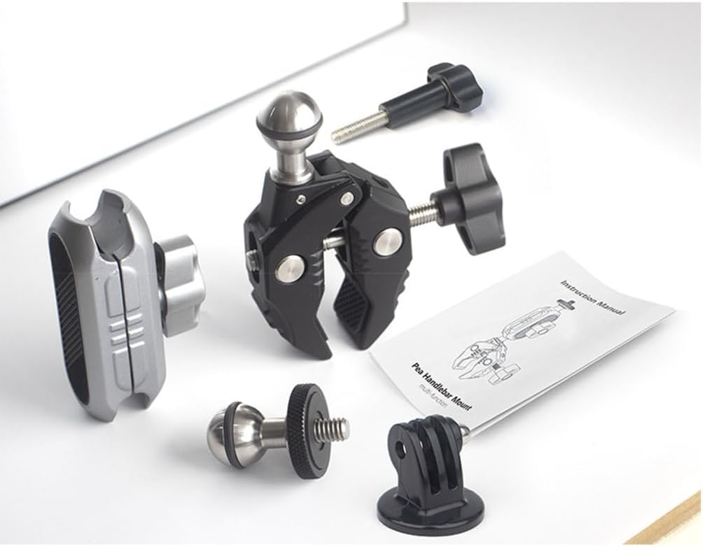 Aluminum Alloy Strong Pea Clip Clamp Mobile Phone Mount Holder Dual Ballheads