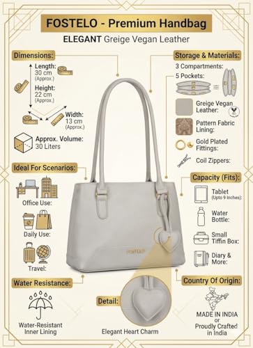 Image of Fostelo Women's Zita Luxe Tote Handbag for Women | Hobo Bag for Work | Ladies Purse | Stylish Shoulder Bag | Gift For Women