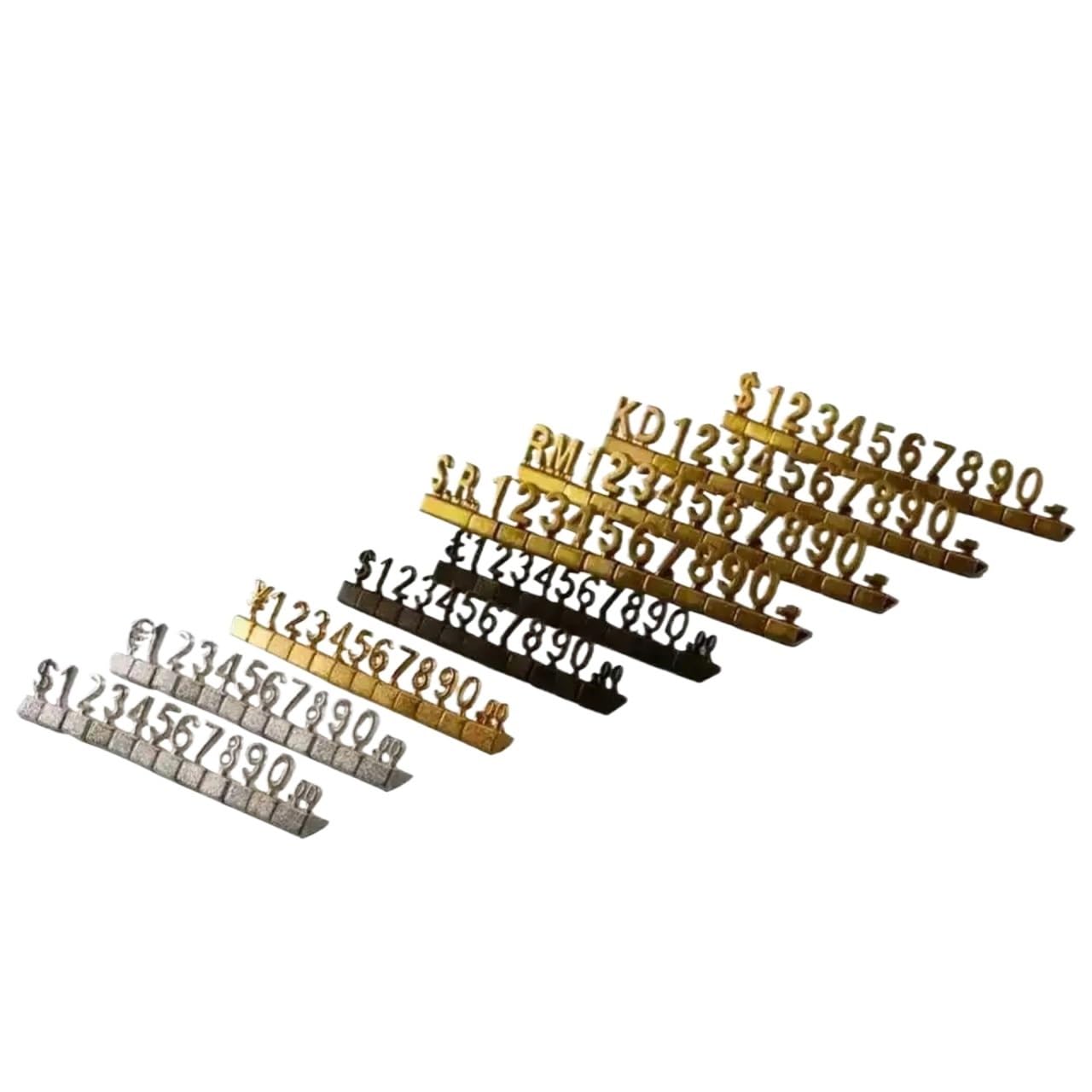 1 Box Metall 3D kombinierte Preisschilder Nummer Einstellbare Anzeige Euro Pfund Dollar Label Währungssymbol Schmuck Uhr