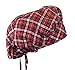 Bouffant Holiday Christmas Red Plaid Scrub Cap Hat