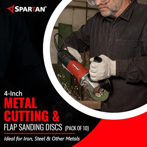 Image of Spartan 4 inch Metal Cutting Disc for Angle Grinder | Cut Off Wheel for Steel, Iron & Stainless Steel | Fast Clean Cuts & Low Burr | Heavy Duty Cutting Wheel | Set Of 10