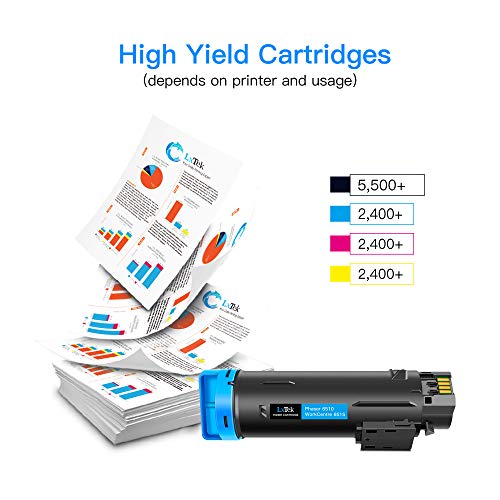 Lxtek Compatible Toner Cartridge Replacement For Xerox Phaser 6510, Workcentre 6515 High Yield (1 Black, 1 Cyan, 1 Magenta, 1 Yellow, 4-Pack) #TOP2