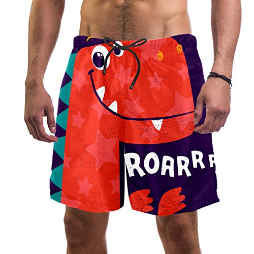 Short de bain pour homme à motif dinosaure fun et original avec poches