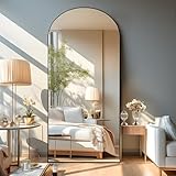 NicBex Oversized Full-Body Mirror, Large Arched Full Length Mirror with Stand, 76'x35' Aluminum Alloy Frame Oversized Floor Mirror, Black - Free Standing, Leaning Against Wall or Wall-Mounted