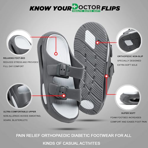 Image of DOCTOR HEALTH SUPER SOFT Men EVA Double Strap Sandals | Adjustable Buckle Comfort Slides | Lightweight Anti-Slip Casual Slippers for Indoor Outdoor Everyday Wear