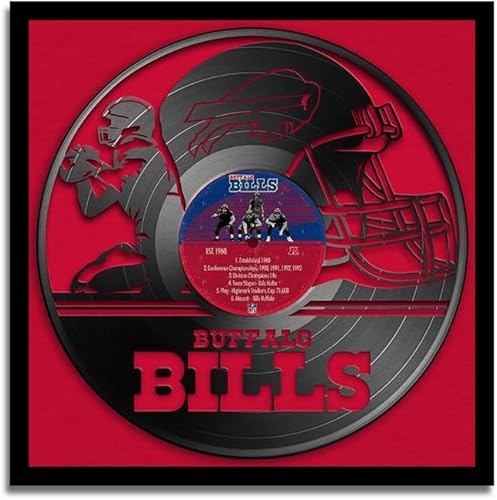 Miniatura 17 de Sporticulture Arte de Pared de Fútbol en Vinilo con Marco Decorativo en Estilo de Disco de Vinilo - 13X13 Pulgadas, Pósteres de la NFL para New York