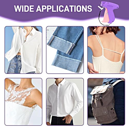 Image of Stitch Gun for Clothes, Handheld Stitch Gun Quick Clothing Fixer,Sewing Kit Includes 1,000 Black Fasteners & 1,000 White Fasteners & 6 Needles (Purple)