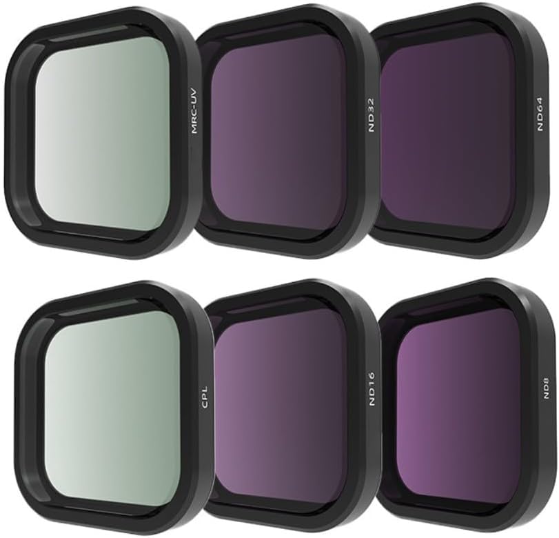 Kit filtres ND CPL UV 6-en-1 en alliage d'aluminium et verre optique pour caméra d'action