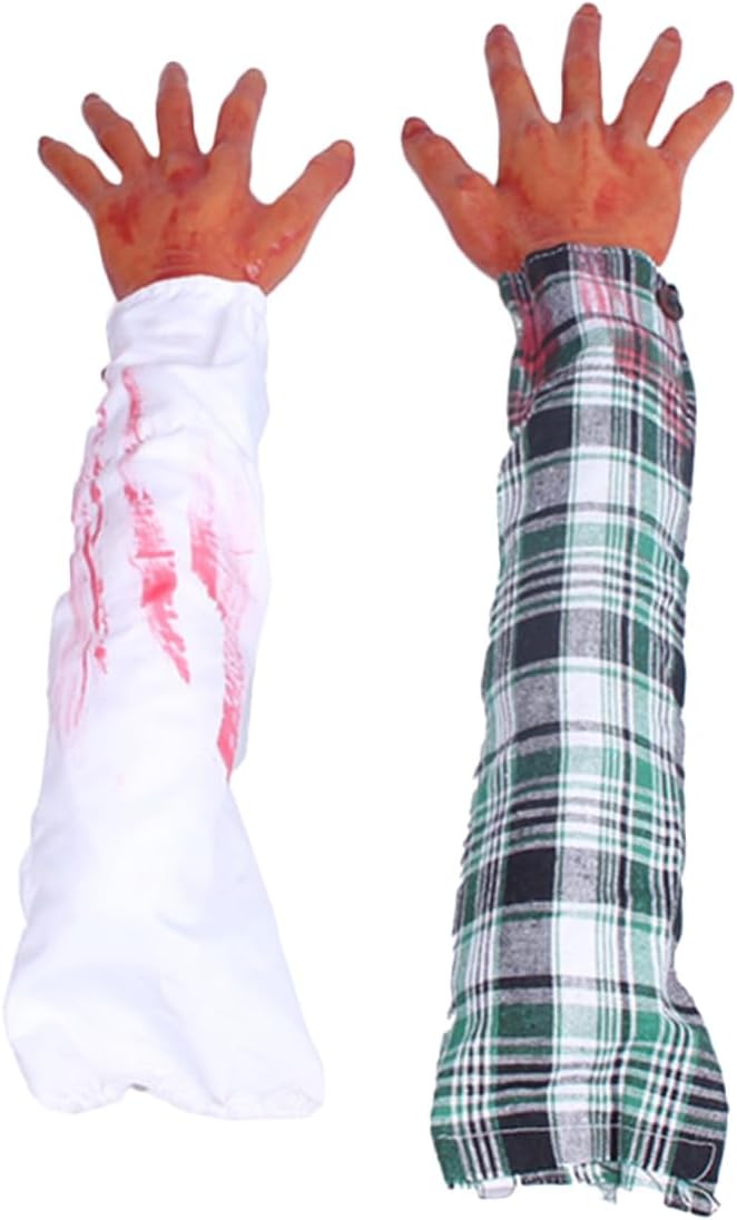 SUPVOX 2Pcs Realistic Halloween Fake Hands Decorations Scary Prank Body Parts for Haunted House Halloween Party Cloth Material for Scaring Friends