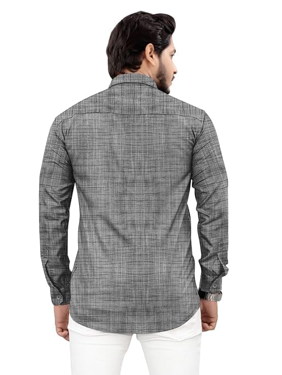 Image of Men's Pure Khadi Cotton Full Sleeves Striped Casaul Shirt