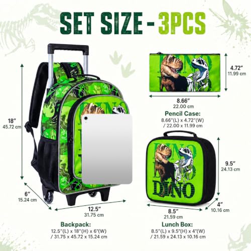 Image of CCJPX Rolling Backpack for Boys, Kids Roller School Bag with Wheels Toddler Wheeled Bookbag Elementary