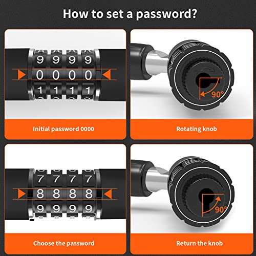 Acrunu Bike Cable Lock Engineering Lock Cylinder Anti-Theft Advanced Matte Texture Stainless Steel Lock Connector With Mounting Bracket & Fixing Strap (47.2 In) #TOP4