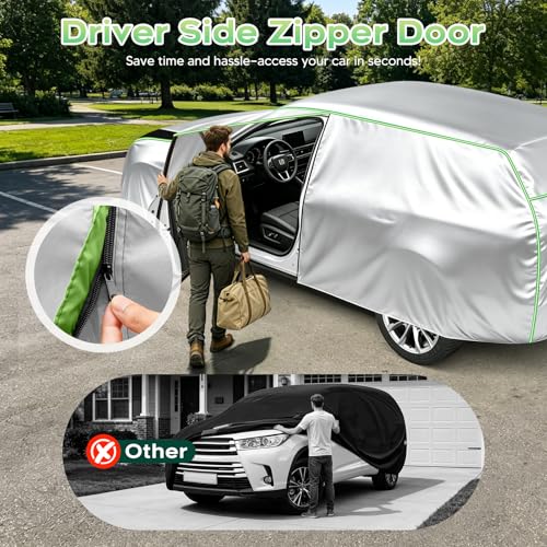 Image of Cartist Hail Protector Car Cover for SUV Waterproof All Weather, Heavy Duty Outdoor Car Cover Sun Uv Rain Protection with Fluorescent Safety Strips, Universal Fit for SUV Jeep (182-190 inch), 420D