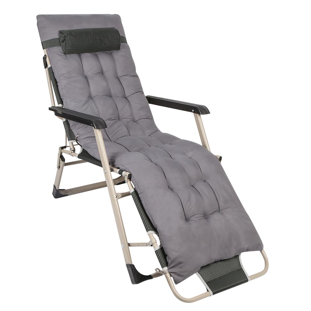Lit de Camping Pliable avec Dossier Réglable, Lit de Camp Portable avec Matelas, Chaise Longue Inclinable, pour Maison, Randonnée, Charge 150 KG