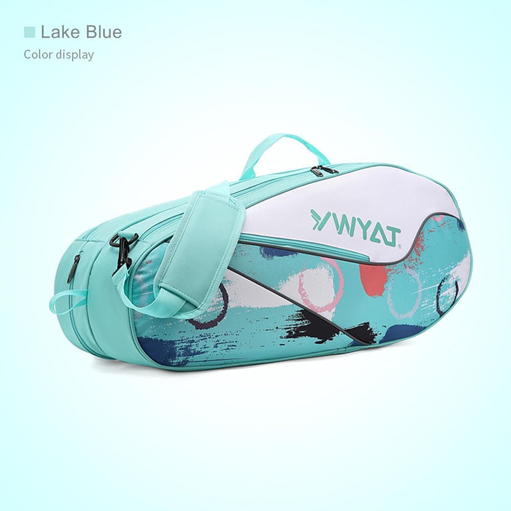 UNISTRENGH Badminton Racket Shoulder Bag Backpack Multifunction 3 Racquets Tennis Bag for Men and Women, 6 Racquets Bag with Shoe Compartment