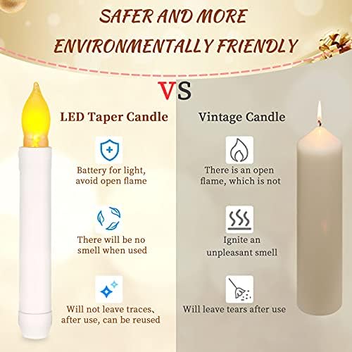 Mudder 3 Pieces LED Taper Candle Lights Taper Handheld Candlestick Flameless Battery Operated Flameless LED Taper Candles for Party Wedding Birthday Churches Party Decorations
