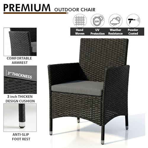 Image of OUTLIVING Outdoor 4 Seater Sofa Set || Patio Furniture Sets || Balcony Sofa || Indoor Sofa || Wicker Rattan Garden Sofa Set with Cushion and Center Table (Black /Grey)