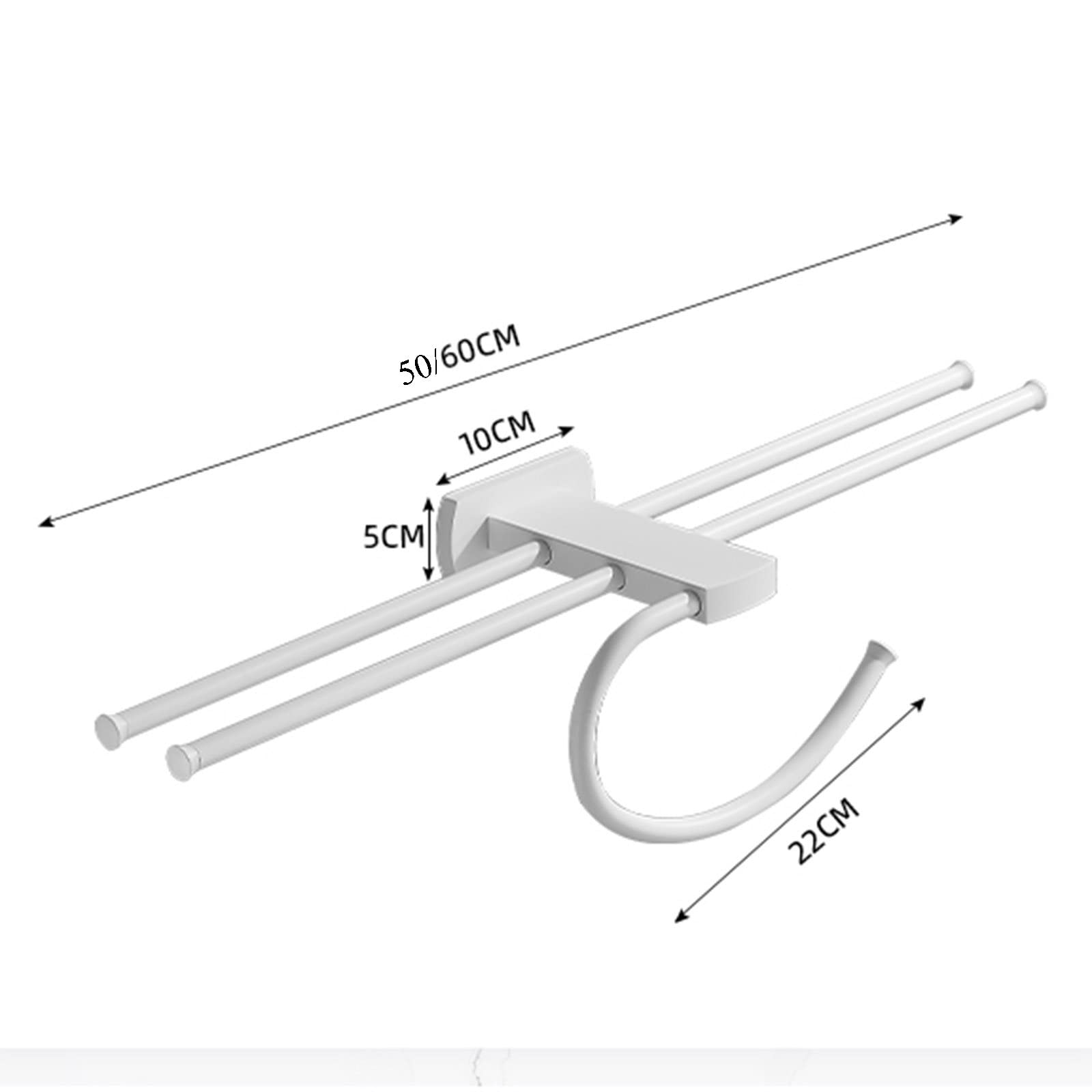 Toallero de Pared Autoadhesivo sin Taladro, Doble, de latón, para Cocina y baño, Color Dorado, 50 cm (Color: Negro, tamaño 50 cm) (Blanco, 60 cm)