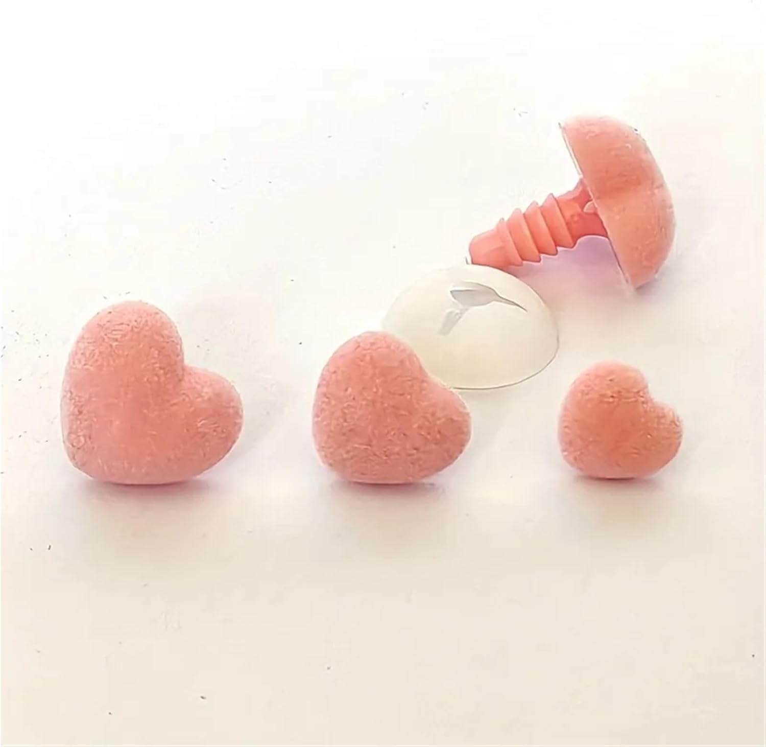15 Pcs Heart Shaped Safety Doll Noses with Flocking & Washers for 1/12 BJD Dolls