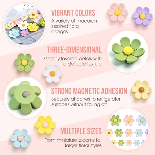 Imanes decorativos de flores para nevera, set 21 piezas miniatura 3