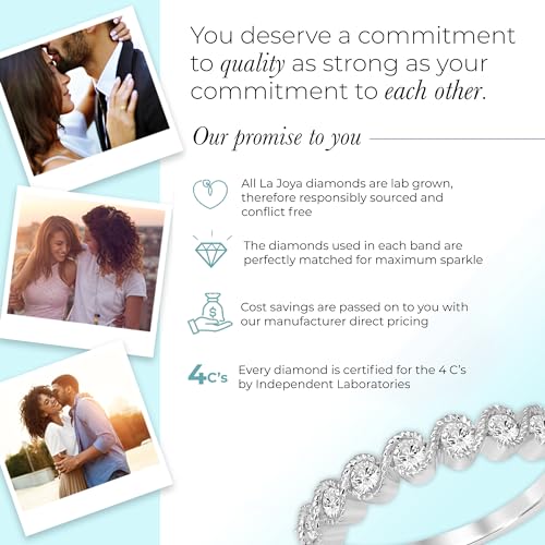 La Joya 1/4-1/2 CT TW Certified Lab Grown Infinity Diamond Ring Band | Solid 10k White Gold Anniversary and Wedding Band | Sparkling GH VS/SI4