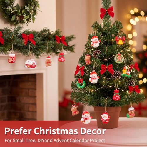 MEBRUDY 24 PCS Mini Christmas Ornaments, Resin Christmas Tree Ornaments | Small Christmas Ornaments with Gold Loops for Hanging, Christmas Decorations for Mini Tree, Advent Calendar, Christmas Crafts — view 6