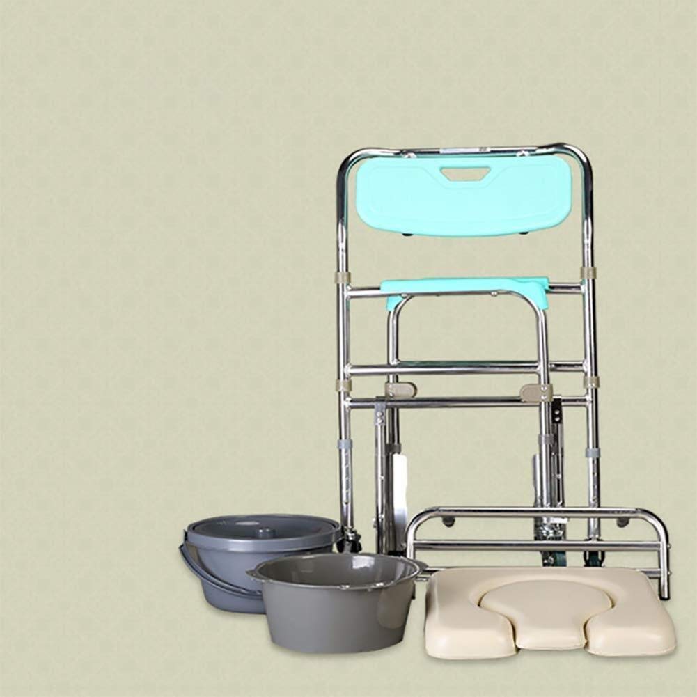 Sgabello da Doccia, Sedile da Doccia, Sedia A Rotelle, Sedia da Toilette Pieghevole con Ruote Piccole E Silenziose, Sedia A Rotelle Automatica Impermeabile