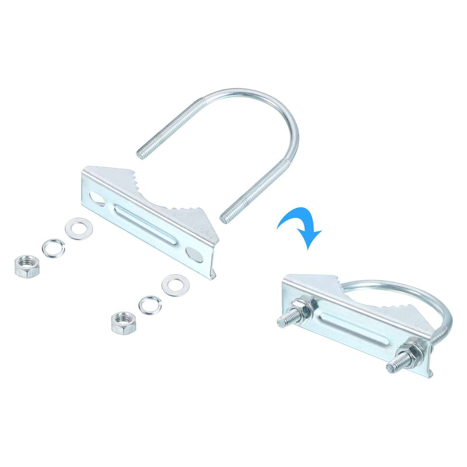 Kit Support Fixation En U Pour Mât Antenne – 2 étriers Galvanisés, Robustes Et Résistants à La Corrosion