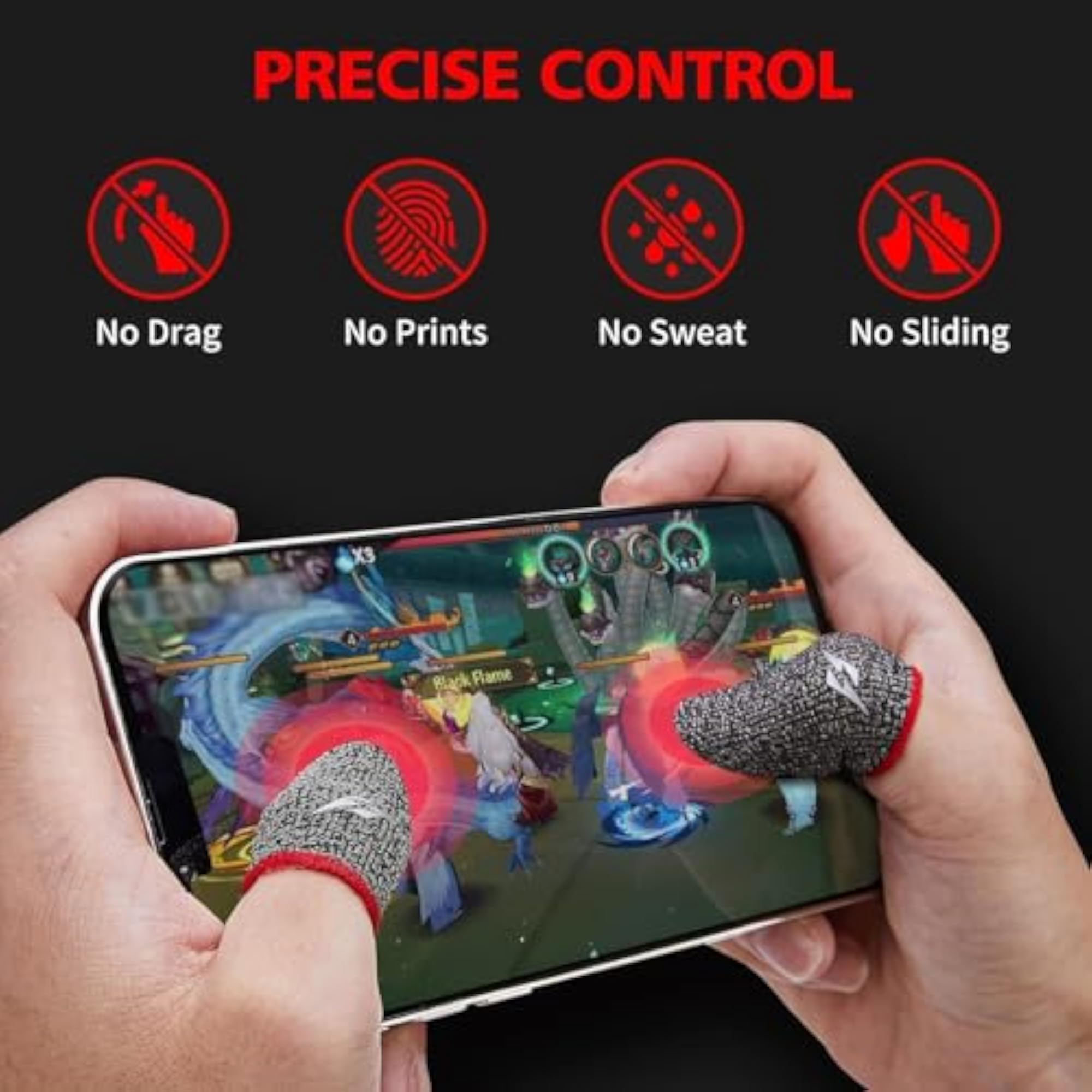 Mobile Gaming Thumb & Finger Sleeves, Anti-Slip Touch-Sensitive