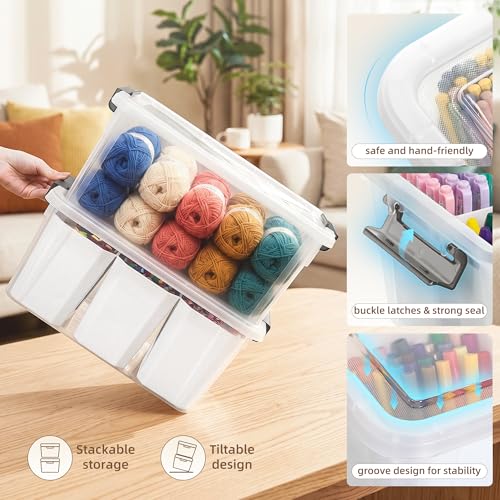 Image of Citylife 17QT Craft Organizers and Storage bins with Lids, Marker Organizer