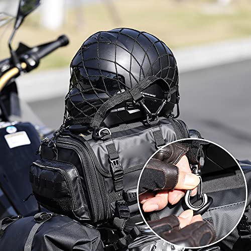 Motorrad Trägersysteme,KKnoon Motorrad Gepäcknetz Helmnetz Aufbewahrungsnetz mit 8 Haken Motorradhelm Netz Elastisch Spannnetz Sicherungsnetz Transportnetz für Motorrad