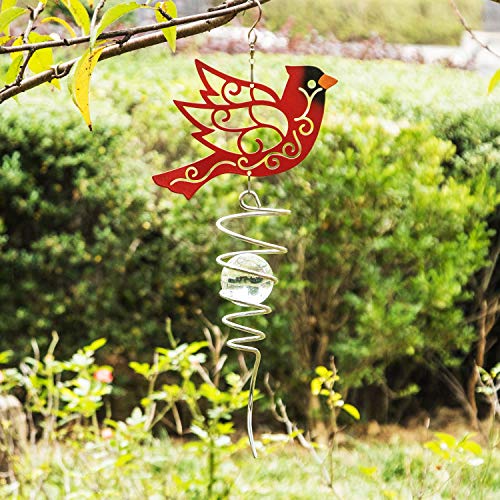 18" Wind Spinner Outdoor Hanging Metal Figurine Spinner For Garden Décor Ornament Lawn Yard Patio,Cardinal #TOP2