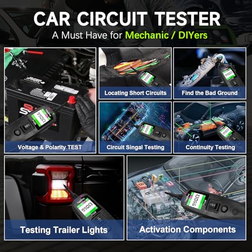 Image of Circuit Tester Automotive, Power Circuit Probe Tester, Test Light Automotive with 40FT Cable, Car Fuse Tester, AC DC 12V 24V Car Diagnostic Tool, P100