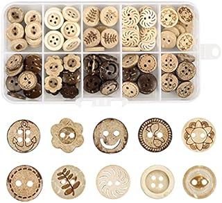 smatime 100 Pcs Wooden Sewing Buttons Craft Wood Buttons Handmade Round Shape Button Natural Coconut Buttons with Storage Box for DIY Baby Cardigans Knitting Clothes Hats Scrapbook Decorations, 13mm